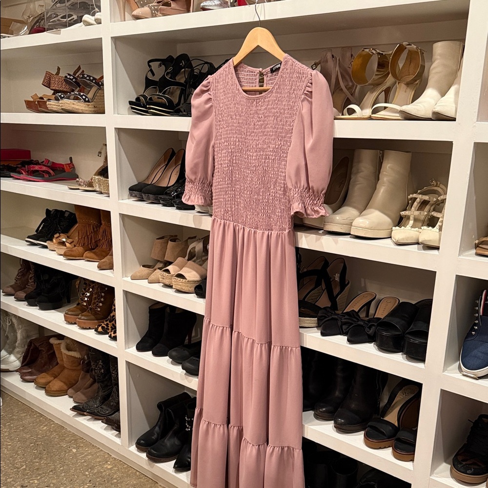 Chic Mauve Long Sleeve Maxi Dress